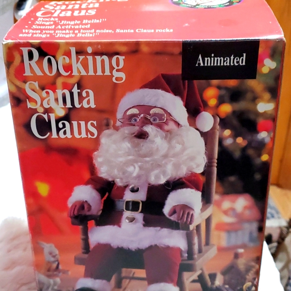 Vintage Gemmy Northpole Productions African American Rocking Santa